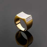 hip hop rock iced bling cubic zirconia ring gold color plated micro pave cz stones jewelry gift wedding rings for men anillo