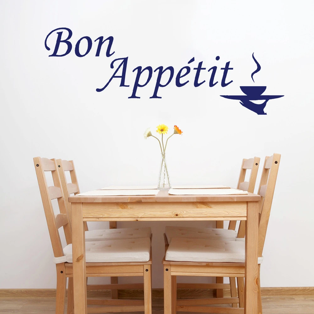 

Wall Decals Bon Appétit French Quotes Murals Removable Vinyl Restaurant Kitchen Livingroom Stickers Decoration Poster RU2455