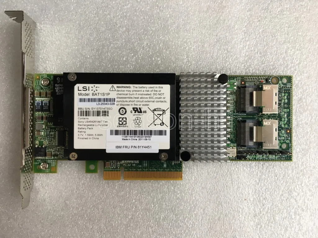 

LSI00212 LSI 9261-8i+BBU08 6Gb/s SAS/SATA Controller Raid PCIe 2.0, 512MB Cache