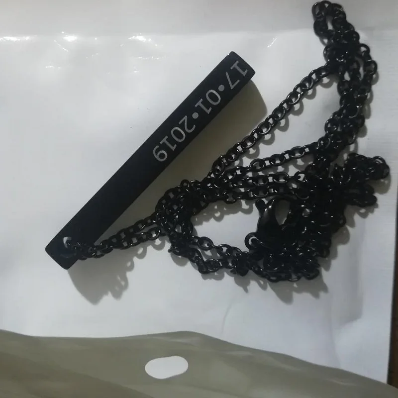 

Personalized Square Bar Custom Name Necklace Rinhoo Four Sides Engraving Stainless Steel Pendant Necklace For Women Men