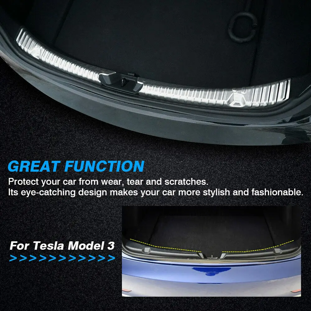 Anti scratch Bumper Protector Plate Replacement Stainless Steel Rear Sill For Tesla Model 3 17-19 | Автомобили и мотоциклы