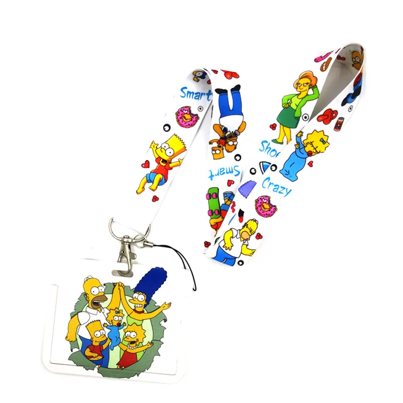 

Funny Cartoon Characters Fashion Lanyard ID Badge Holder Bus Pass Case Cover Slip Bank Credit Card Holder Strap Cards Holder