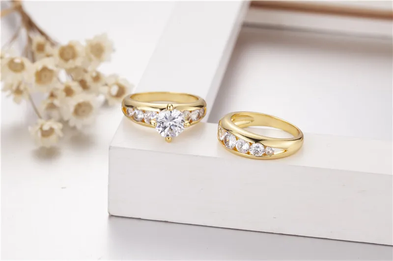 Женская футболка с круглым 3ct кольца имитацией бриллиантов набор 2-в-1 925