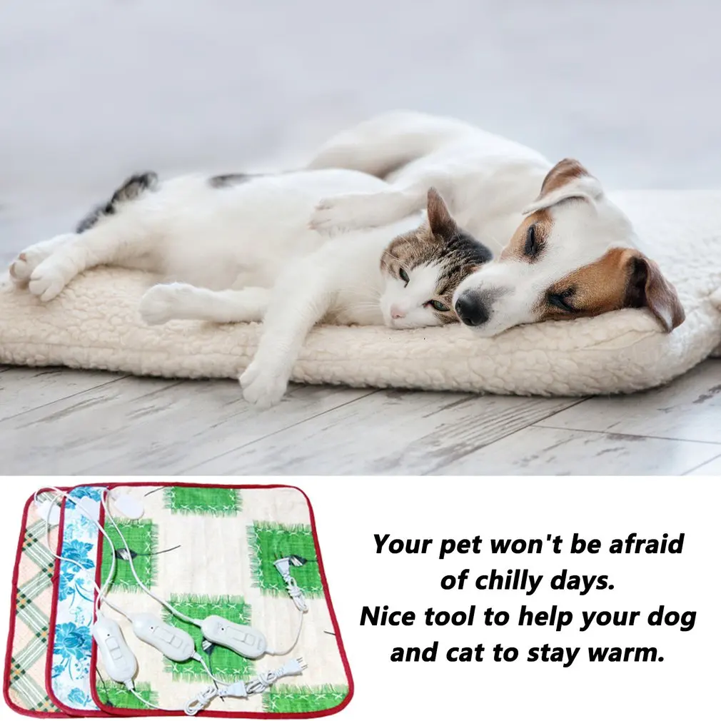 220V Electric Heating Pad Blanket Pet Mat Bed Cat Dog Winter Warmer Home Office Chair Heated Random Patterns | Дом и сад