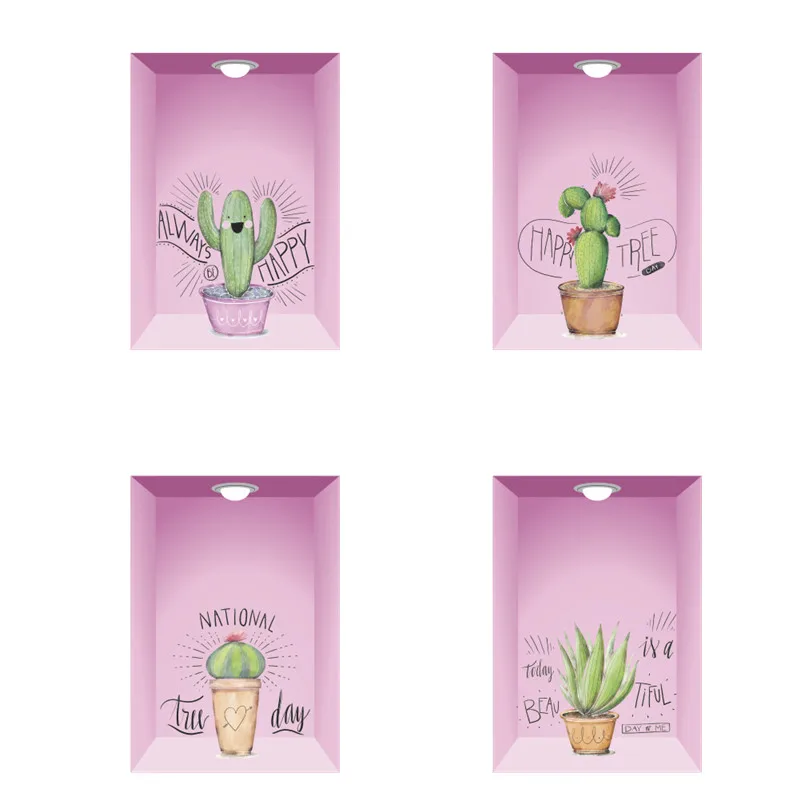 3d яркие садовые растения цветы Кактус бабочки настенные наклейки для гостиной