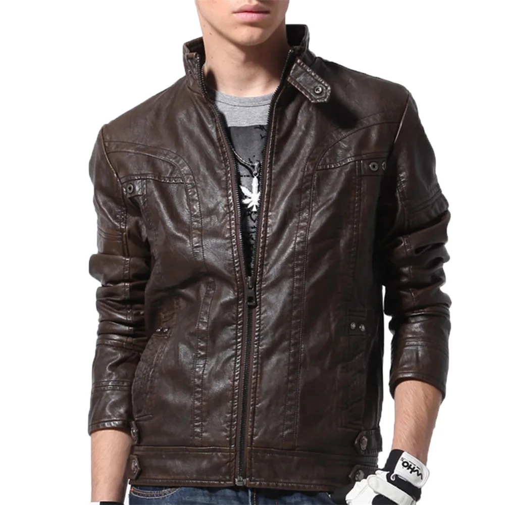 

2021 Spring Autumn New Brand Motorcycle Leather Jacket Men Men's Leather Jackets Jaqueta De Couro Masculina Mens Leather Coats