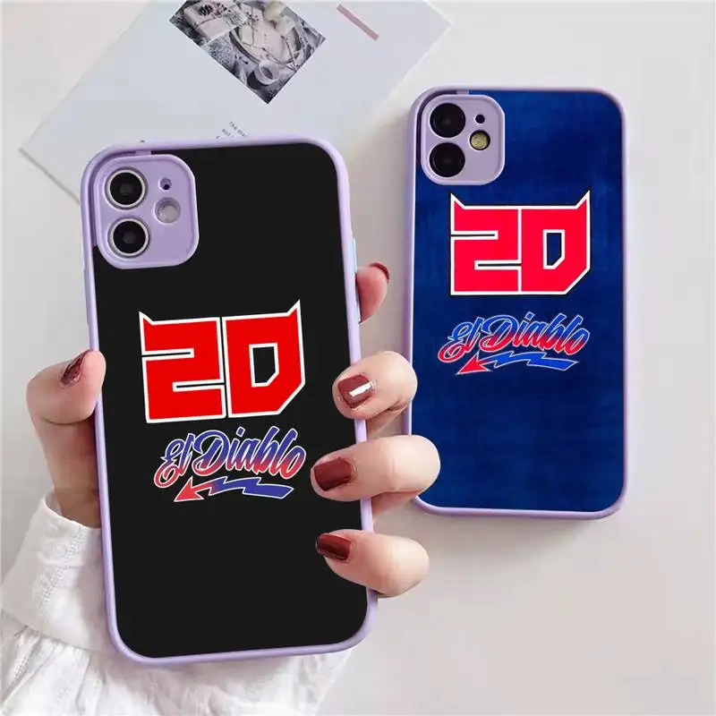 

Moto Fabio Quartararo NO.20 Phone Case For iphone 13 12 11 xr xs x 7 8 pro max light purple Soft TPU Silicone Clear Case Cover