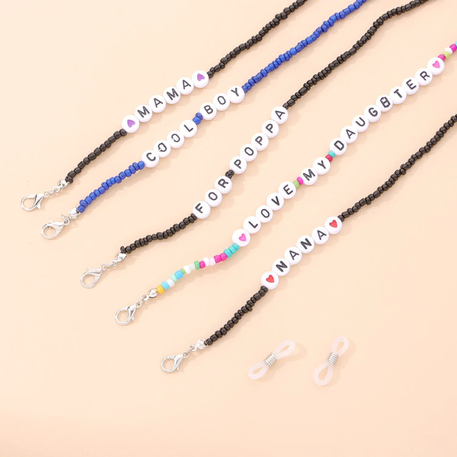 

Новый Boho письмо маска для гонок солнечные очки цепь для Для женщин разноцветный бисер функция "антипотеря оправы цепи шейные платки для тел...