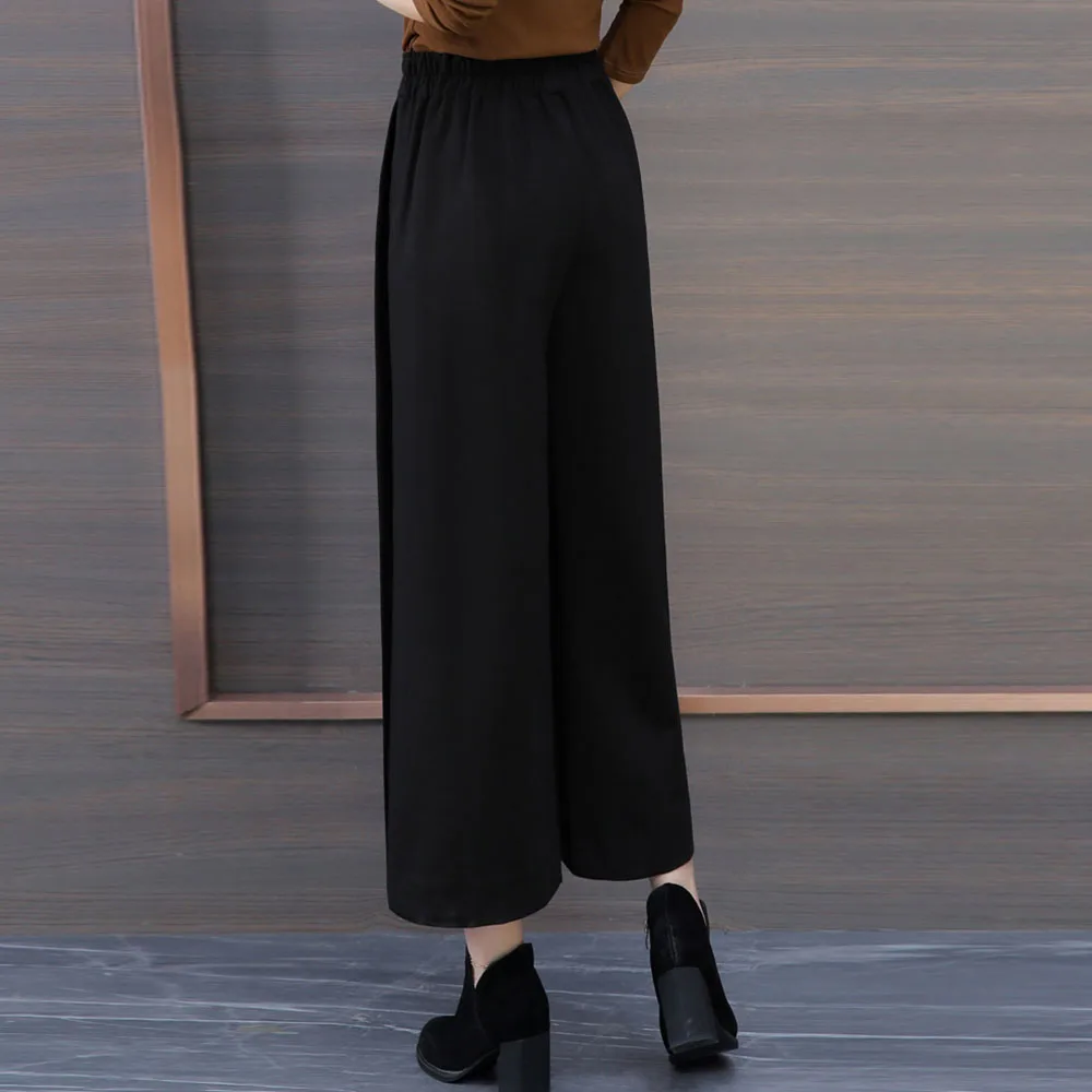 Elegant Casual Women High Waist Loose Wide Legs Pants Office Lady Trousers Fashion Solid Gray Female Japanese Korean Spring New | Женская