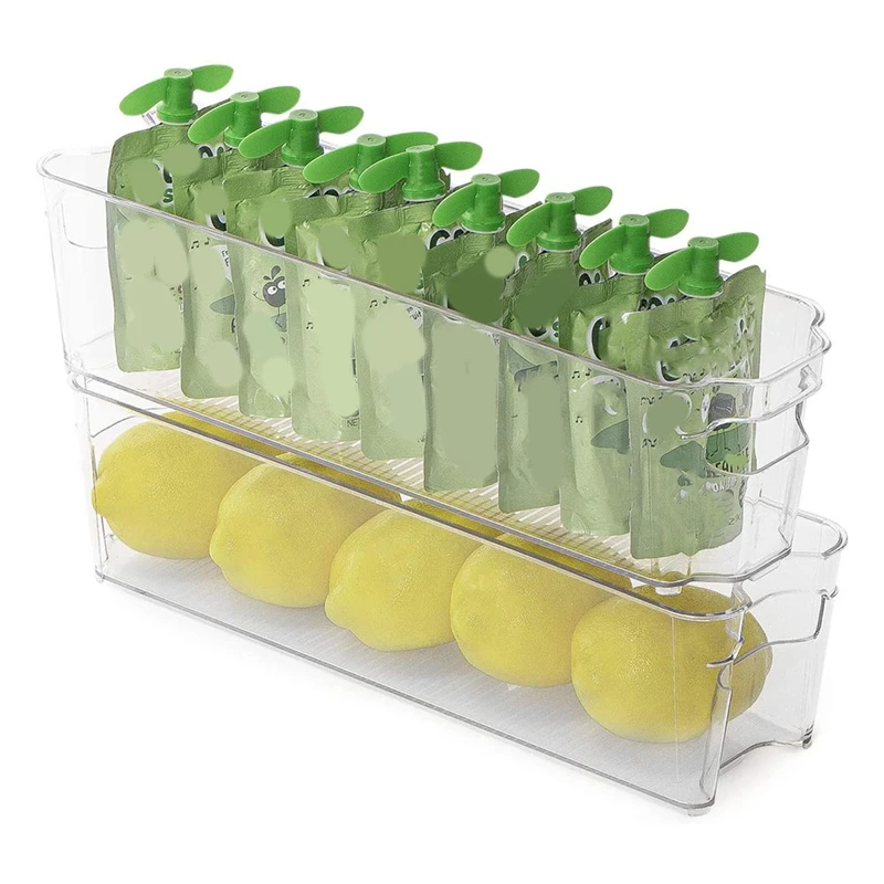 

4Pcs Stackable Refrigerator Bin - with Handle - Polyethylene - for Fridge, Freezer, Pantry Organization