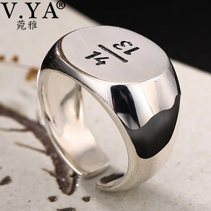 V.YA, S925 Стерлинговое Серебро, гладкое, простое кольцо для мужчин и женщин, 1314, выгравированное, Ретро стиль, кольцо для влюбленных, серебряное, простое украшение
