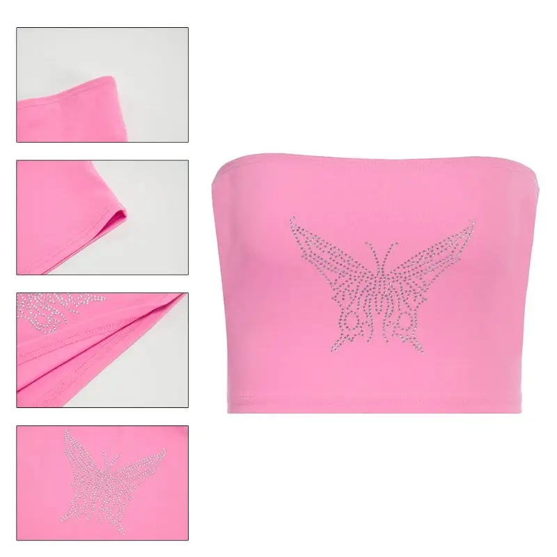 Женский Сексуальный Бюстгальтер-бандо без бретелек бабочки с блестками