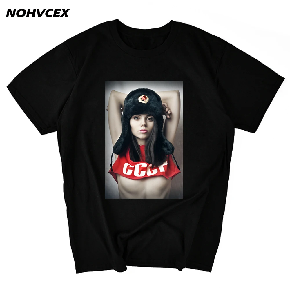 

Fashion Short Sleeve Men And Women T-Shirt Cccp The Soviet Union Beauty Character Pattern