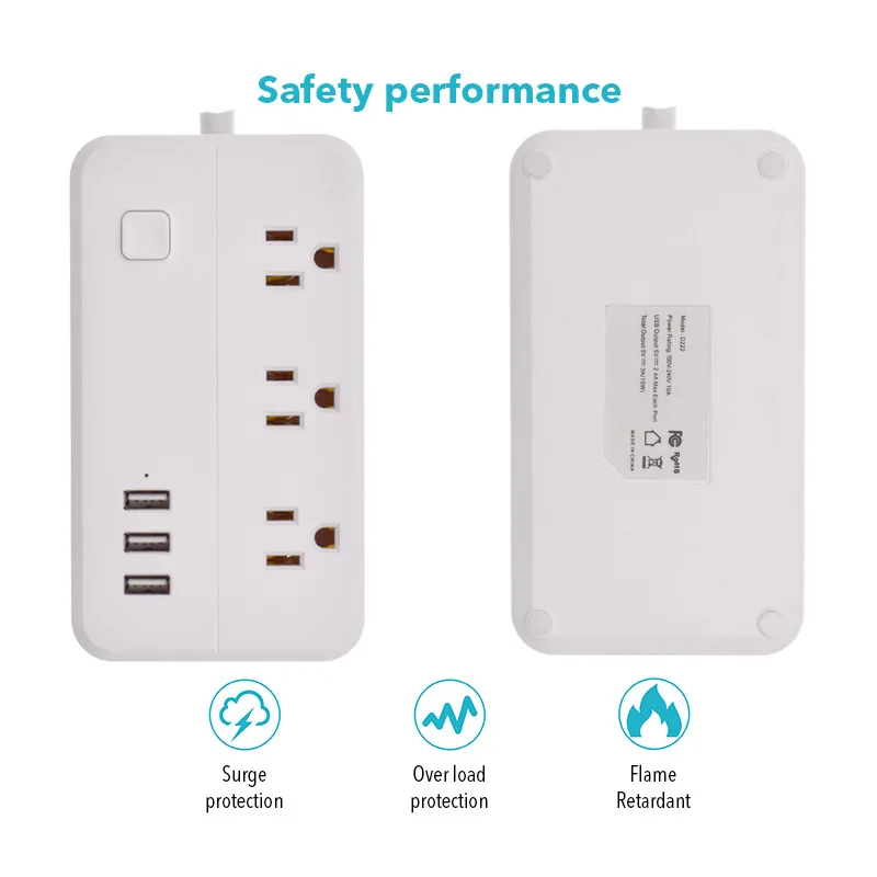 Wifi Smart Power Strip Outlets Surge Protector 3 US AC Plug Socket with USB 1.5m Extension Cord for Alexa Google Home | Электроника
