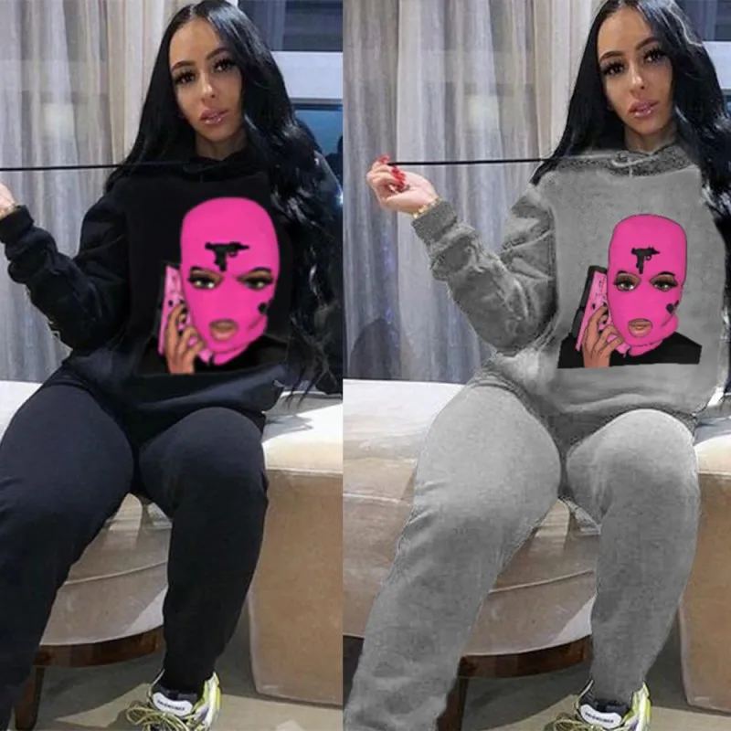 Комплект из двух предметов женский зимний свитер толстовки и штаны наряды 2020