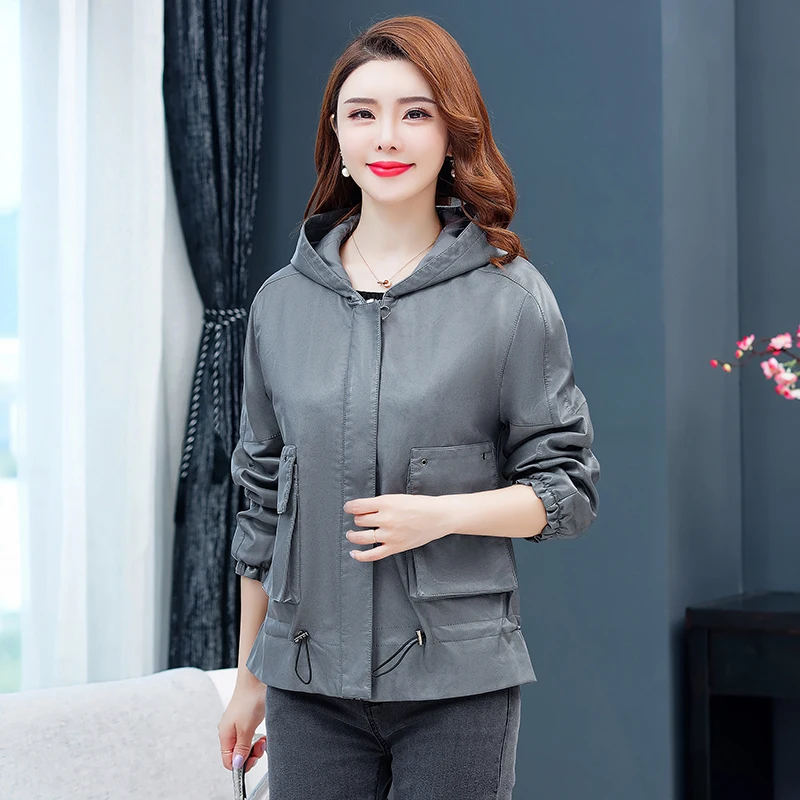 

Women Faux Leather Jacket Coat Ladies Black Elegant Long Sleeve Loose Oversize Soft Sheepskin Leather Coat Female Chic Outerwear