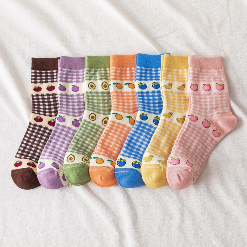 

Women's Long Socks For Men Set Couple Cotton Fashion Funny Harajuku Happy Cartoon Fruit Autumn Winter Socks for Girls Christmas