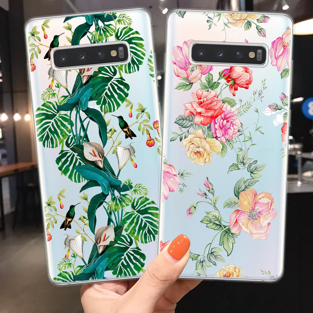 Чехол для телефона с Тропическими Цветами листьями фламинго чехол Samsung S8 S9 S10 S20 Plus