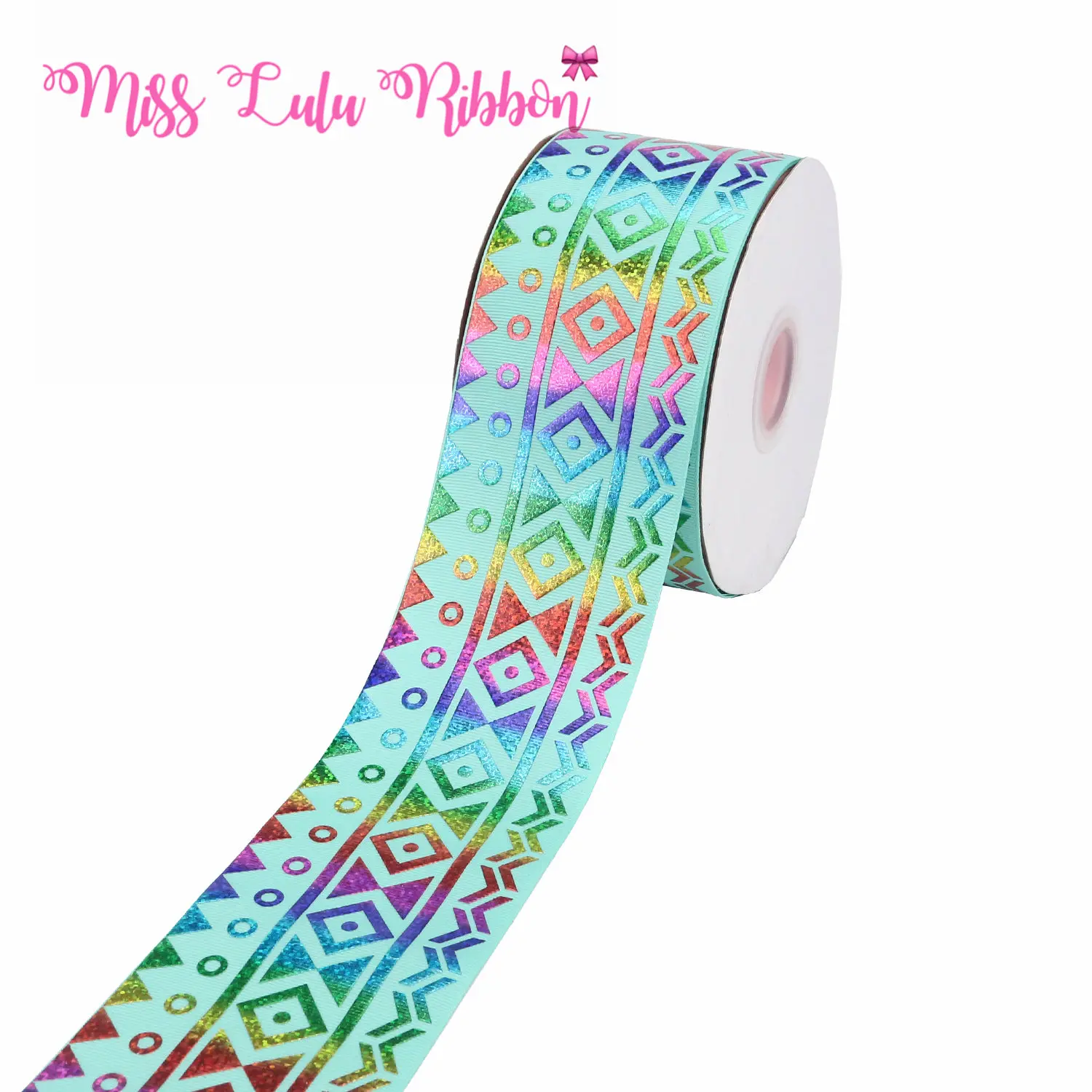 

3 "75mm Stripe Series Geometric Pattern Wave Gold Foil Gradient Printed Satin Ribbon DIY Decoration Size 50 / Roll