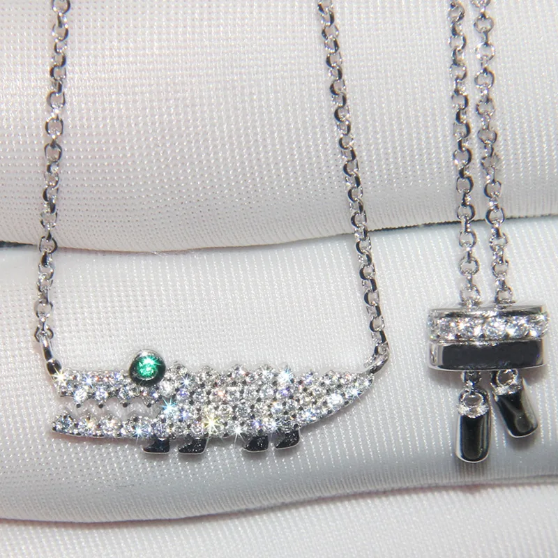 Новое модное ожерелье в стиле панк с крокодиловой кожей цепочкой кристаллами