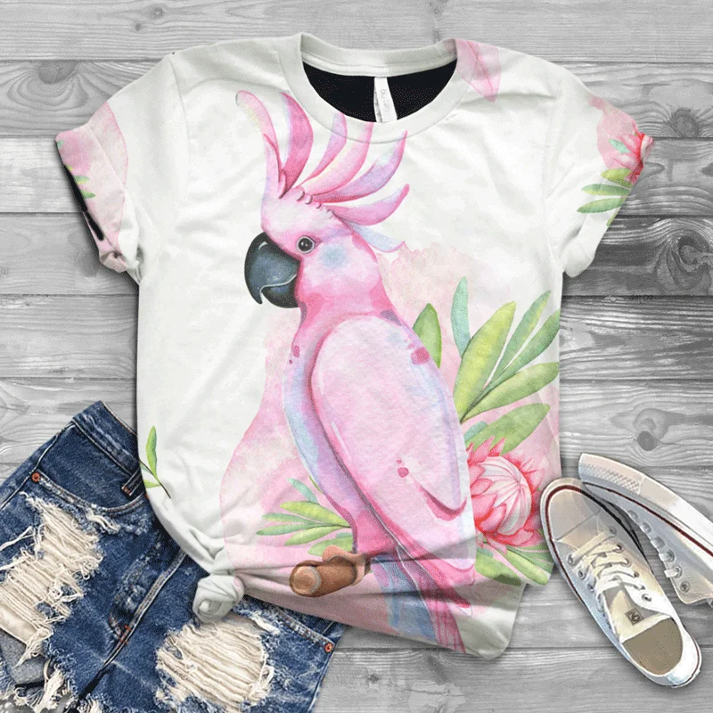 

2021 Original Ladies T-shirt Harajuku Trend Ladies Comfortable Soft T-shirt 2021 New Free Birds and Hu Die Multi-color