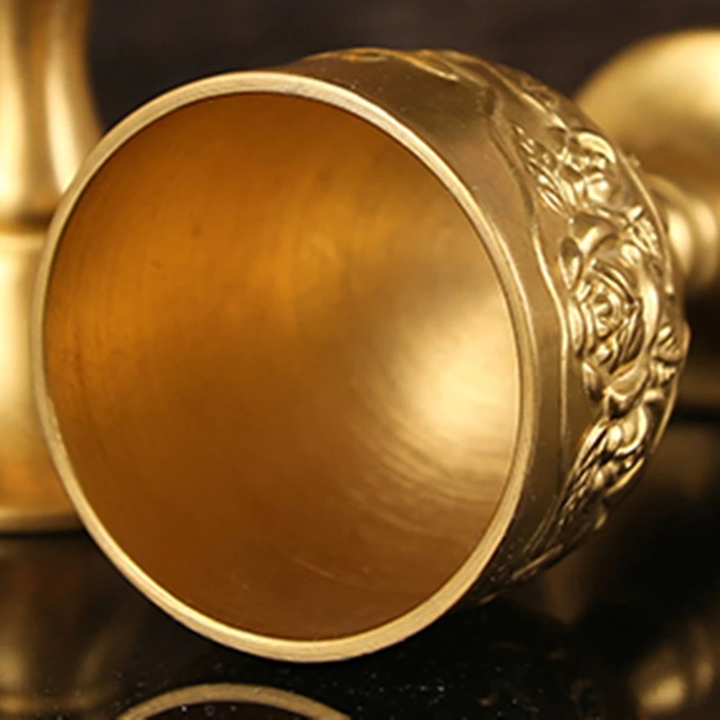 Brass Mini Wine Glass Relief Vodka Goblet 100ml 50ml Spirits Cup Gold Ancient Tumbler Portable Personalized Wedding Decoration |