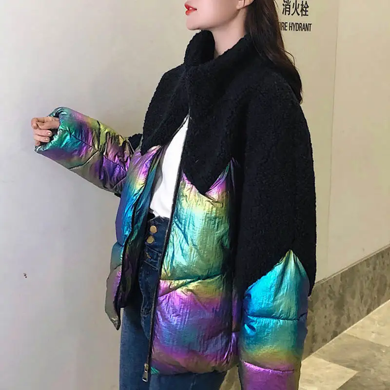 Зимняя женская куртка с воротником-стойкой короткие женские пальто из овечьей