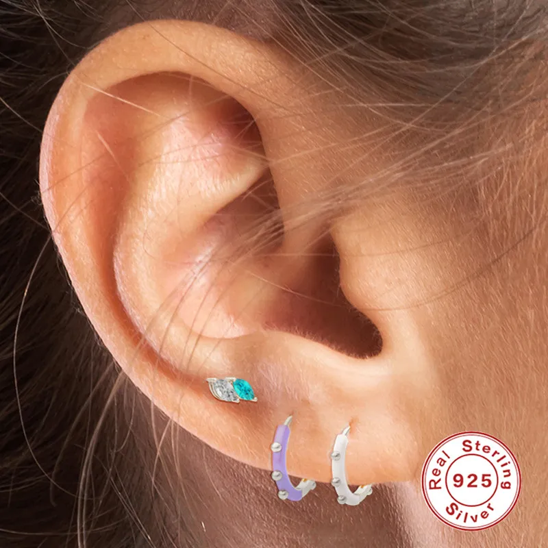 

AIDE 925 Sterling Silver Tiny Cartilage Earrings Piercing Accessory Trendy Huggie Female Hoops Earrings For Men Women Jewelry