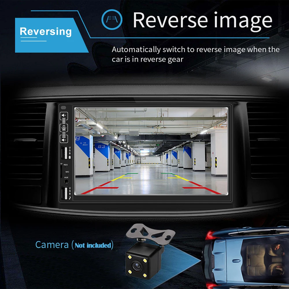 

AMPrime 2020 New Autoradio 7" Touch Screen 2 Din Car Radio Dash MP5 Bluetooth USB FM AM Radio Multimedia Player Rear View Camera