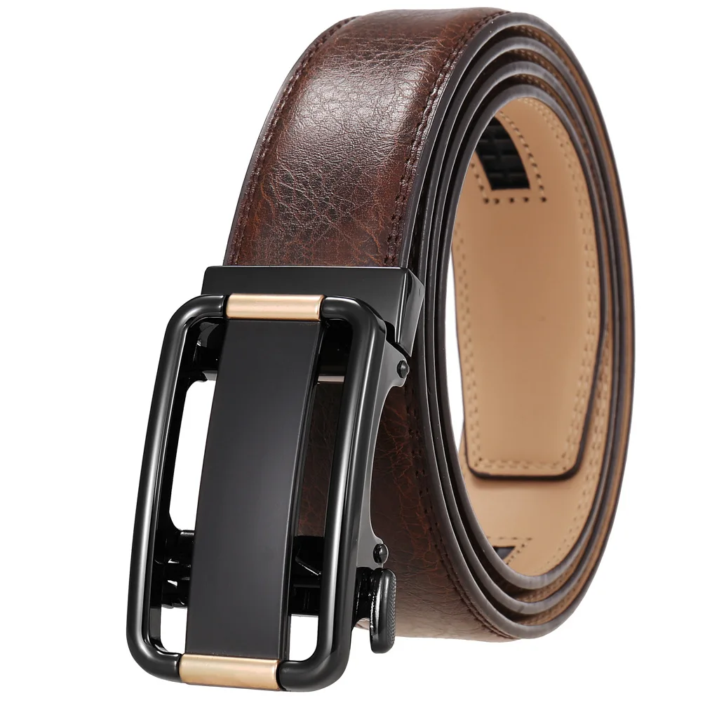 Hongmioo Adjustable Ratchet Men Belts Classic Leather Belt Luxury Business Design Automatic Alloy Buckle Cow Leather Belt