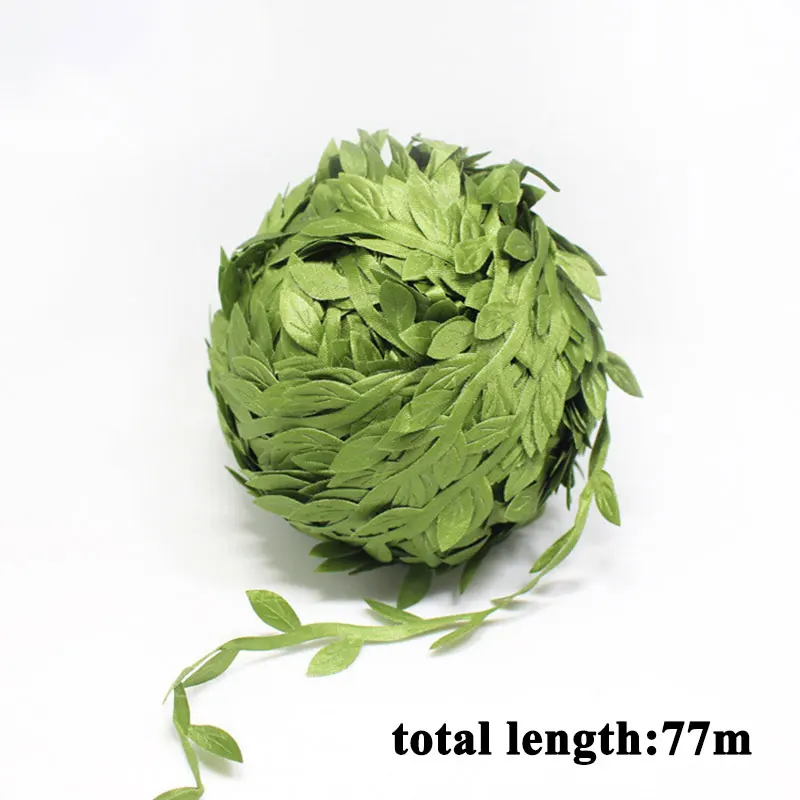 

1Roll Garland Materials Cloth Green Leaves Various Lengths Hat Accessory Simulation Rattan Wicker Silk Cloth Leaves Fake Leaves