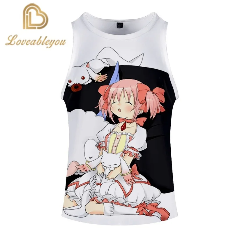 Топы на бретельках Puella Magi Madoka Magica летний 3d жилет унисекс облегающие футболки без