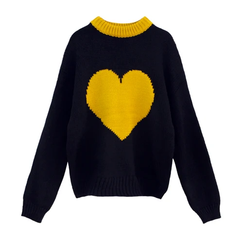 Повседневные свободные свитера с сердечками в духе колледжа модные женские