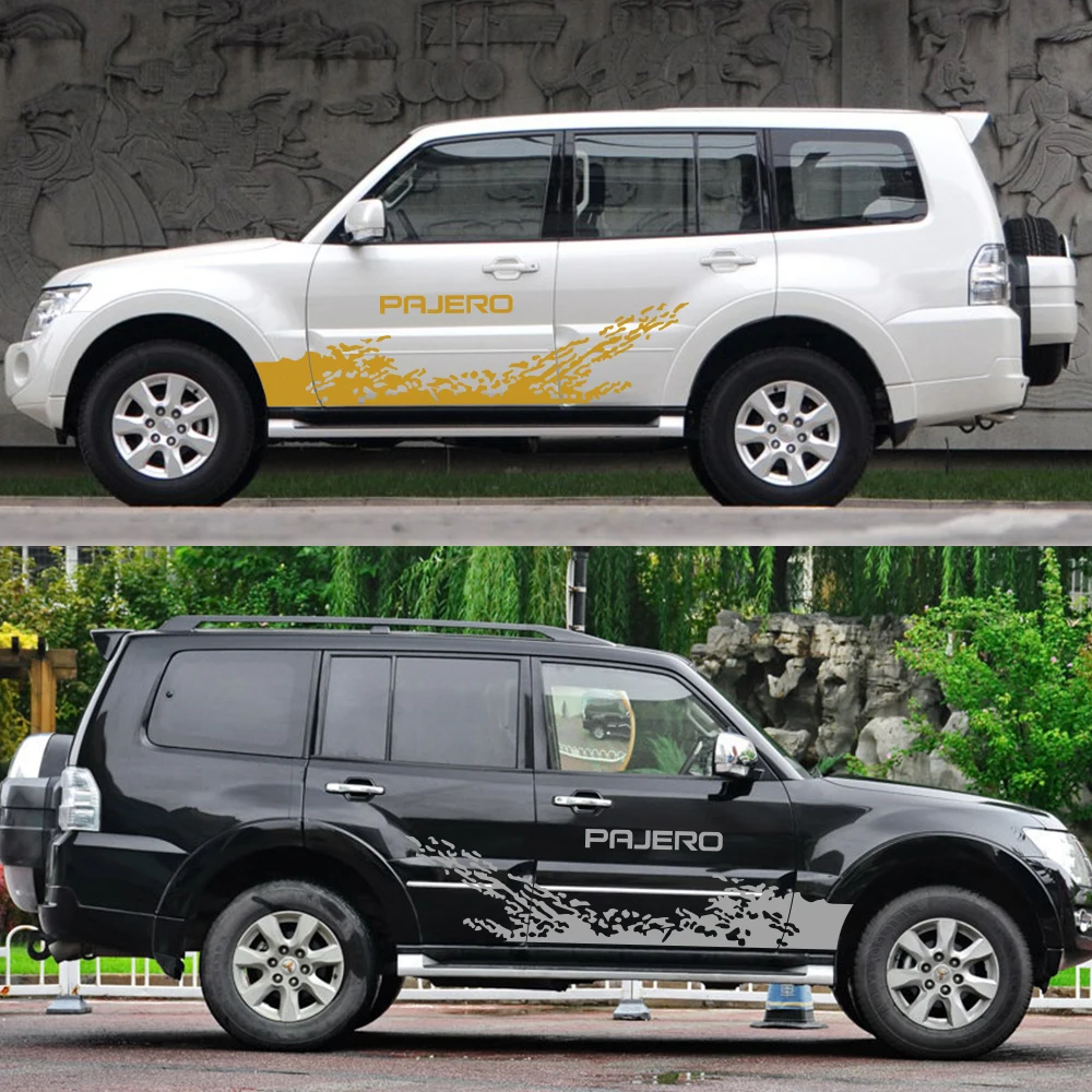 Модные боковые наклейки на двери автомобиля 2 шт. для Mitsubishi Pajero автомобильные
