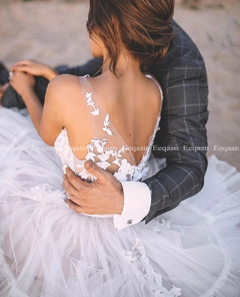 Винтажное кружевное свадебное платье Vestidos de novia 2020 A Line с v-образным вырезом