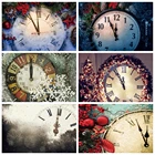 Фотофон Laeacco с часами, новогодними и рождественскими шарами и звездами