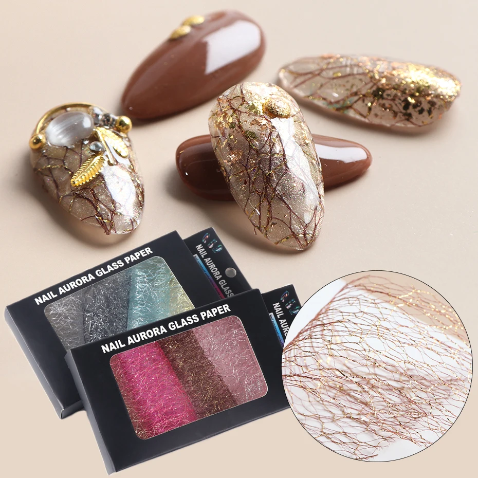 

3D Mesh Stickers for Nails Gold Blue Net Line Hollow Design Transfer Foil DIY Manicure Nail Art Decorations Striping Tape GL1566