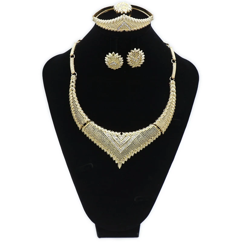 

2021 модные изысканные благородные золотые серьги, оптовая продажа, нигерийские Свадебные Женские аксессуары, комплект ювелирных изделий Bran ...