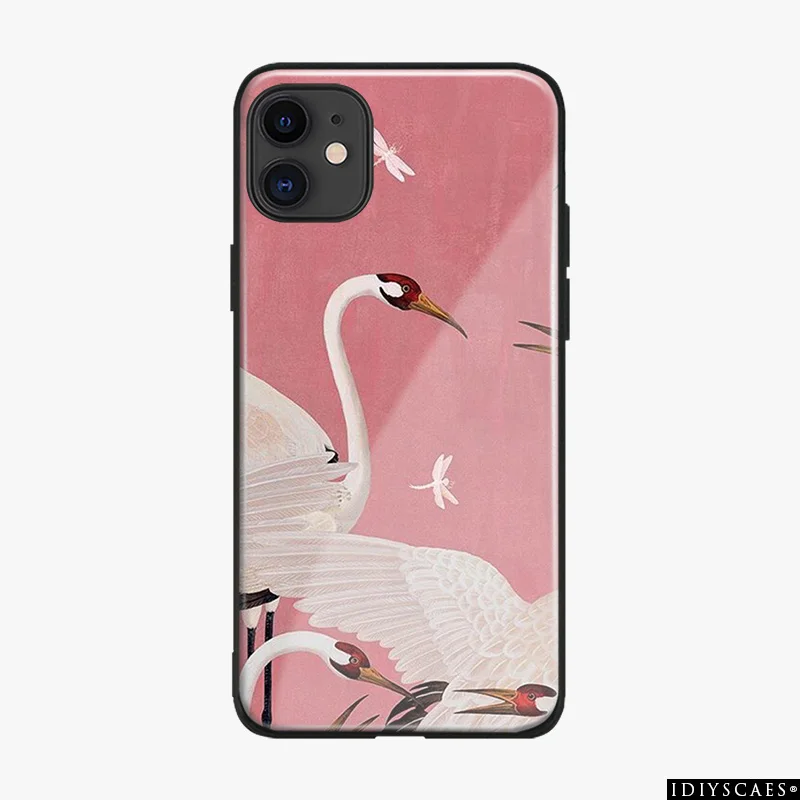 Китайский стиль кран Coque Мягкий Силиконовый ТПУ стеклянный чехол для телефона