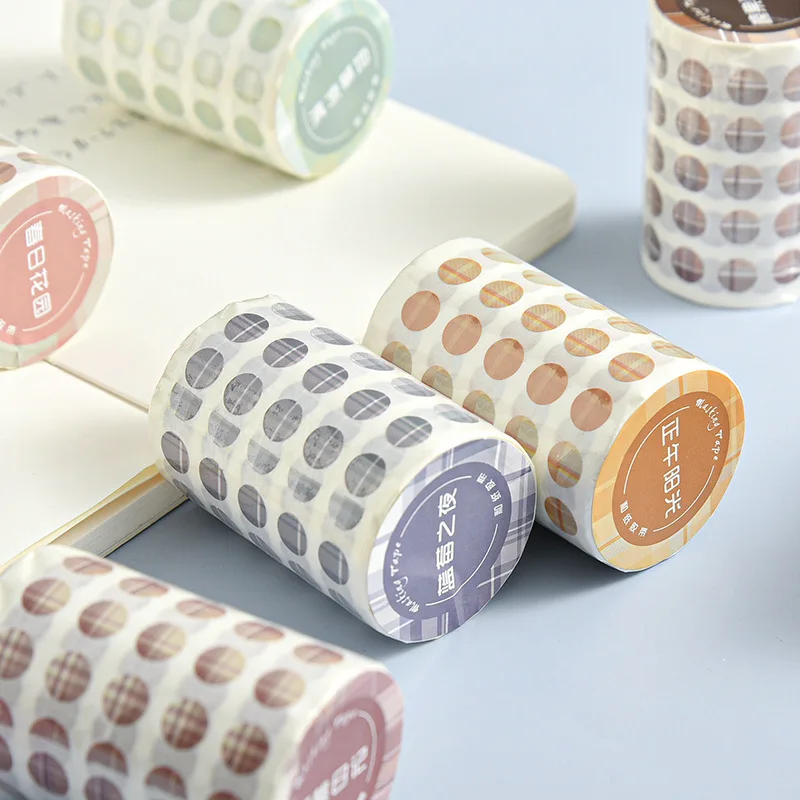 10 PCs Plaid Polka Dot Washi Tape Salt Series Simple Small Clear Novice Account Decorative Sticker Tape DIY Decorative Material