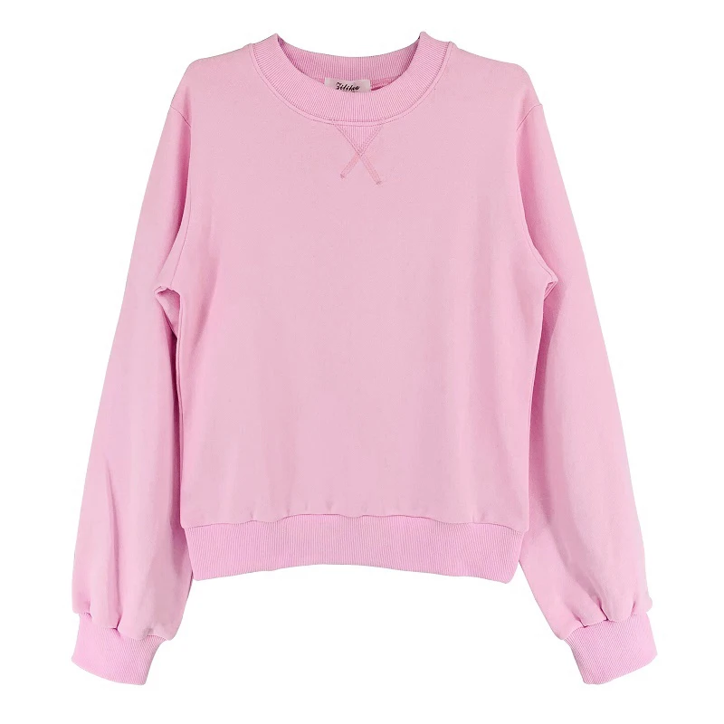 

Korean Kawaii Harajuku Tops Pink Sweet Hoodies Sweatshirts Women O-Neck Long Sleeve Loose Casual Pullovers Autumn Winter 2021