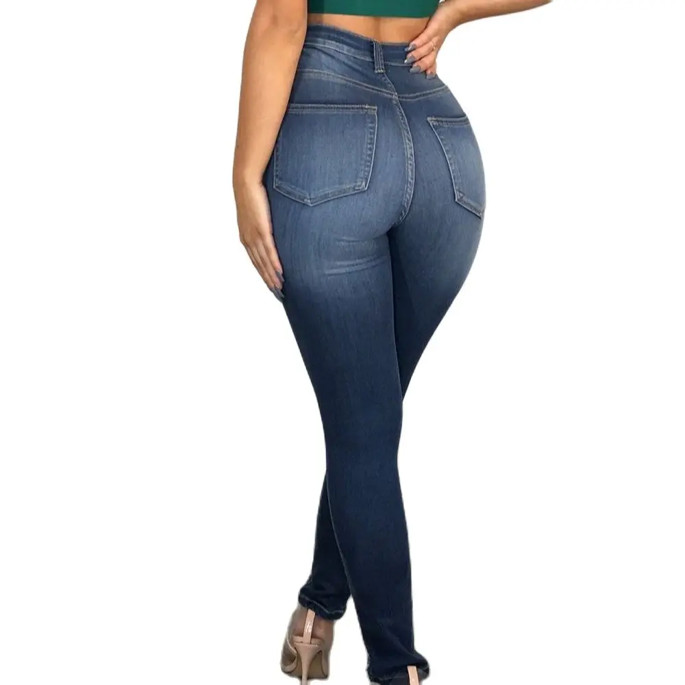 

2021 Spring Autumn New High Street Elasticity Skinny Jeans Women Fashion Hole Casual Vintage Push Up Slim Denim Pants Femme