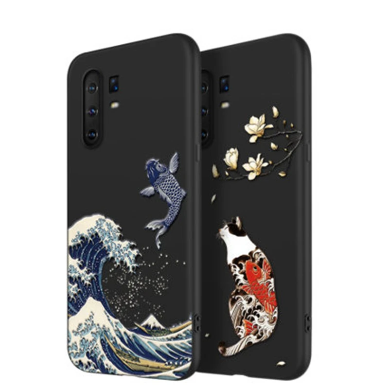 2020 чехол для телефона Great Emboss VIVO X30 Kanagawa Waves Carp Cranes 3D гигантский рельефный ЧЕХОЛ ДЛЯ