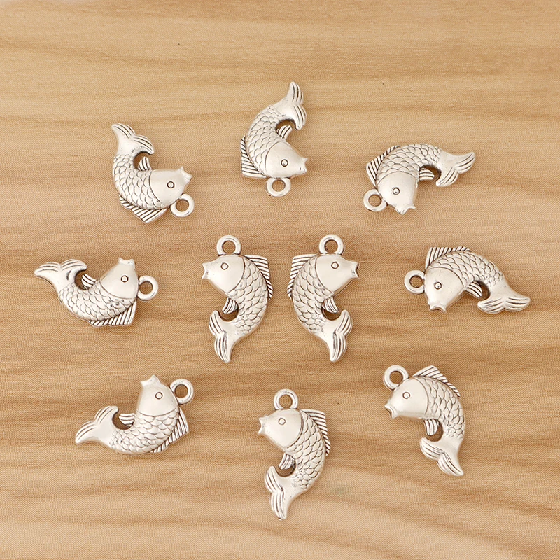 50 Pieces Tibetan Silver/Gold 3D Carp Fish Charms Pendants Beads 2 Sided for DIY Bracelet Necklace Jewellery Making Accessories | Украшения