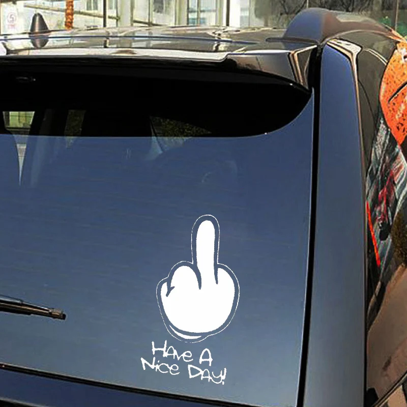 

Car Stickers Decor Motorcycle Decals Middle Finger Decorative Accessories Creative Sunscreen Waterproof PVC,15cm*8cm