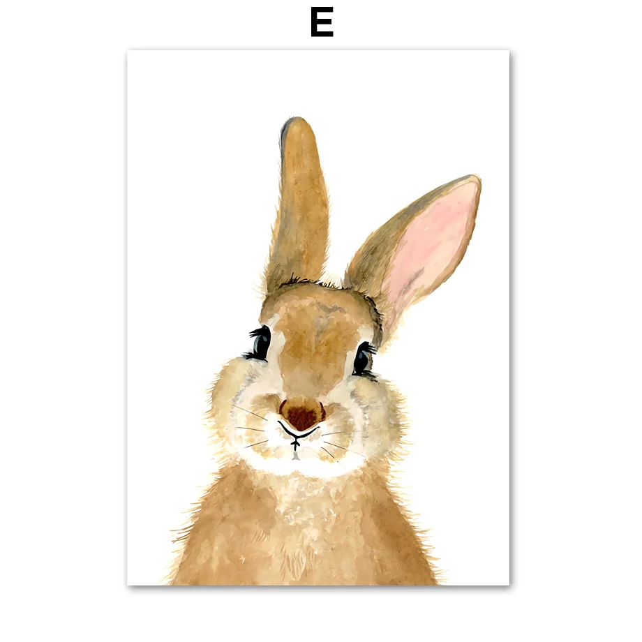 Плакат на холсте с животными слон Зебра лиса кролик медведь жираф|Рисование и