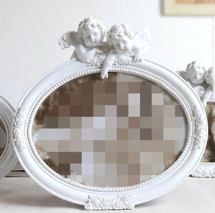 8 inch white oval Ретро фоторамки золотистого цвета, семейные свадебные фоторамки для пар, Фоторамки из смолы, стеклянные рамки для домашнего декора, овальные прямоугольные - Цвет: 8 inch white oval
