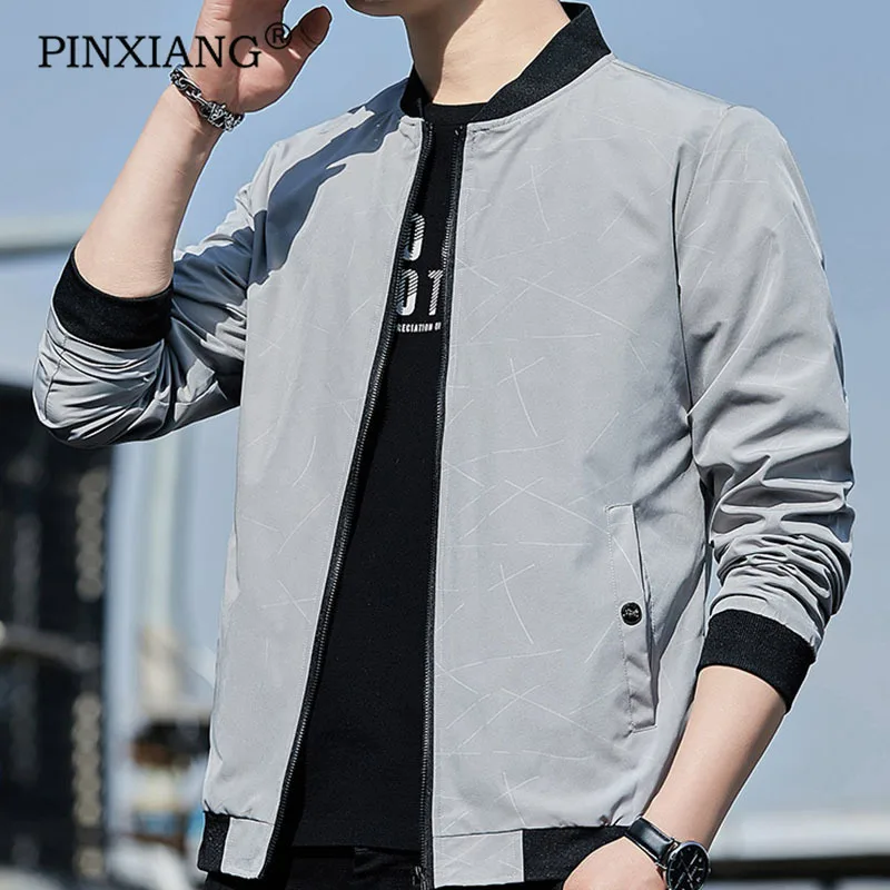 

PINXIANG 2021 NEW Men's Jacket Spring Pure Color Casual Travel Top Perspiration Breathable Sports Clothes Zipper Large Size 5XL