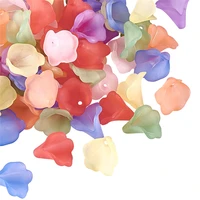 100pcs mixed color transparent frosted dyed flower acrylic beads for jewelry making diy bracelet necklace decorate accessories
