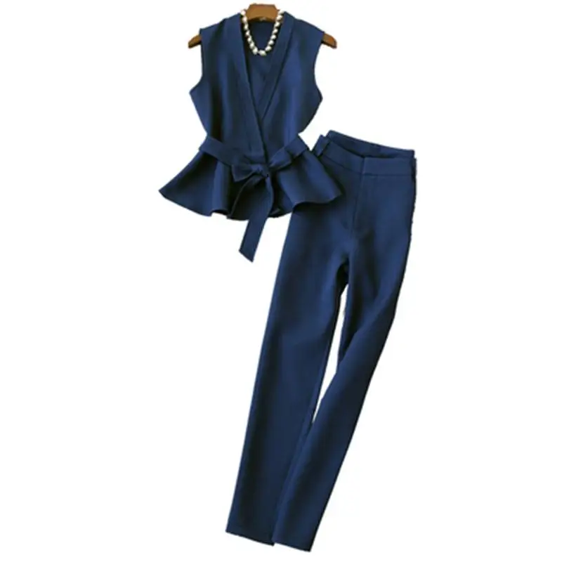 

Fashion vest suit women summer new high-quality ladies temperament two-piece suit small incense sleeveless vest pants Sets